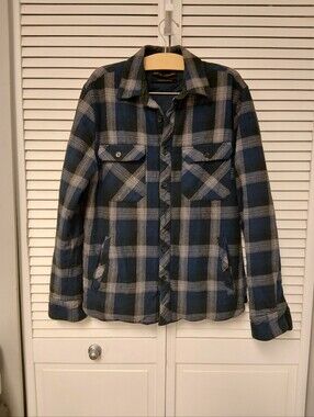Men's Deus Ex Machina Blue and Gray Plaid Heavy weight Shirt Jacket